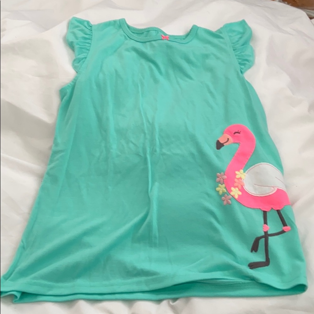 Girls short sleeve shirt with flamingo